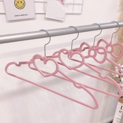 10 PCS Clothes Hanging Supplies Pink Heart Shape